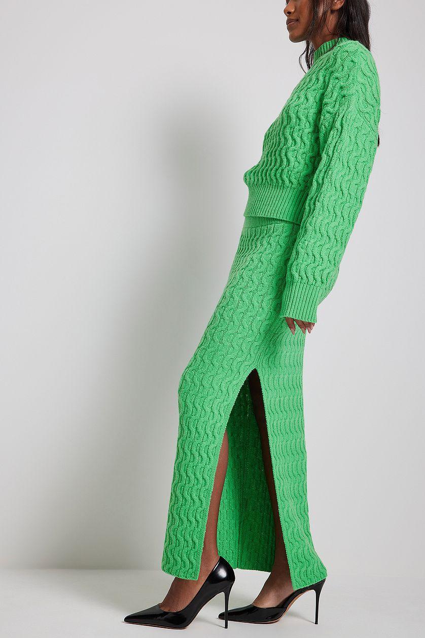 Cable Knitted Midi Skirt Product Image