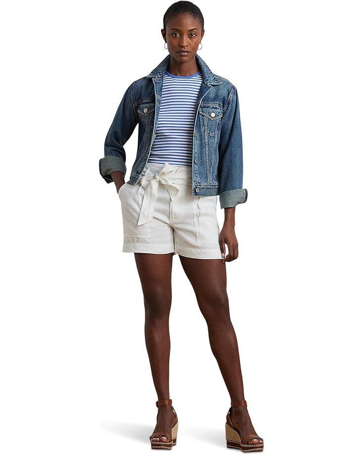 Petite Striped Stretch Cotton Crewneck Tee Product Image