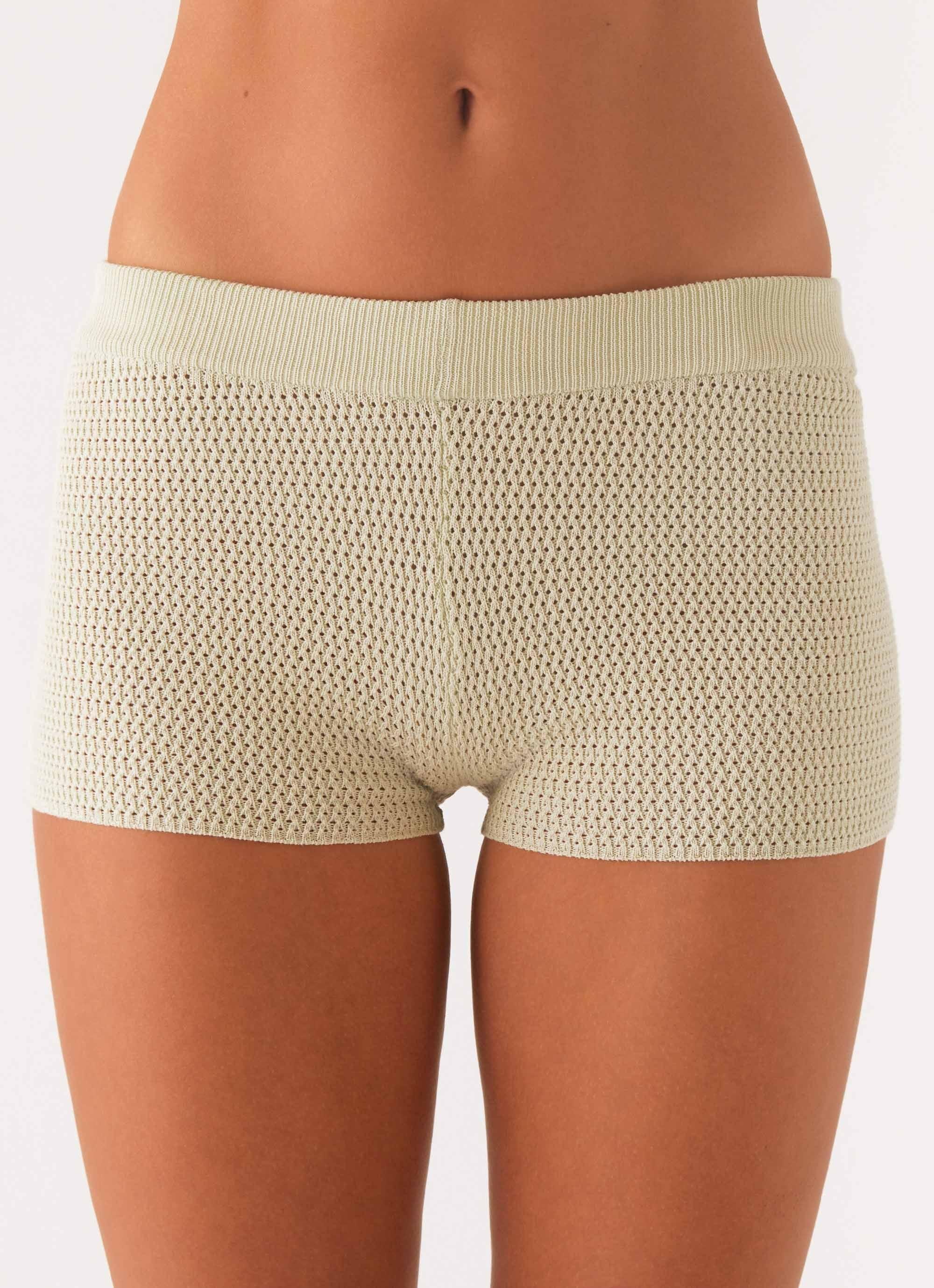 Fantasise Knit Mini Shorts - Mint Product Image