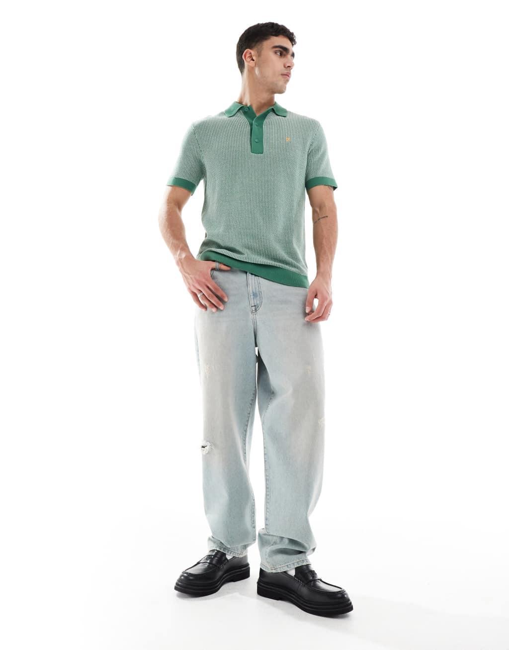 Farah Sandford knit polo in green Product Image