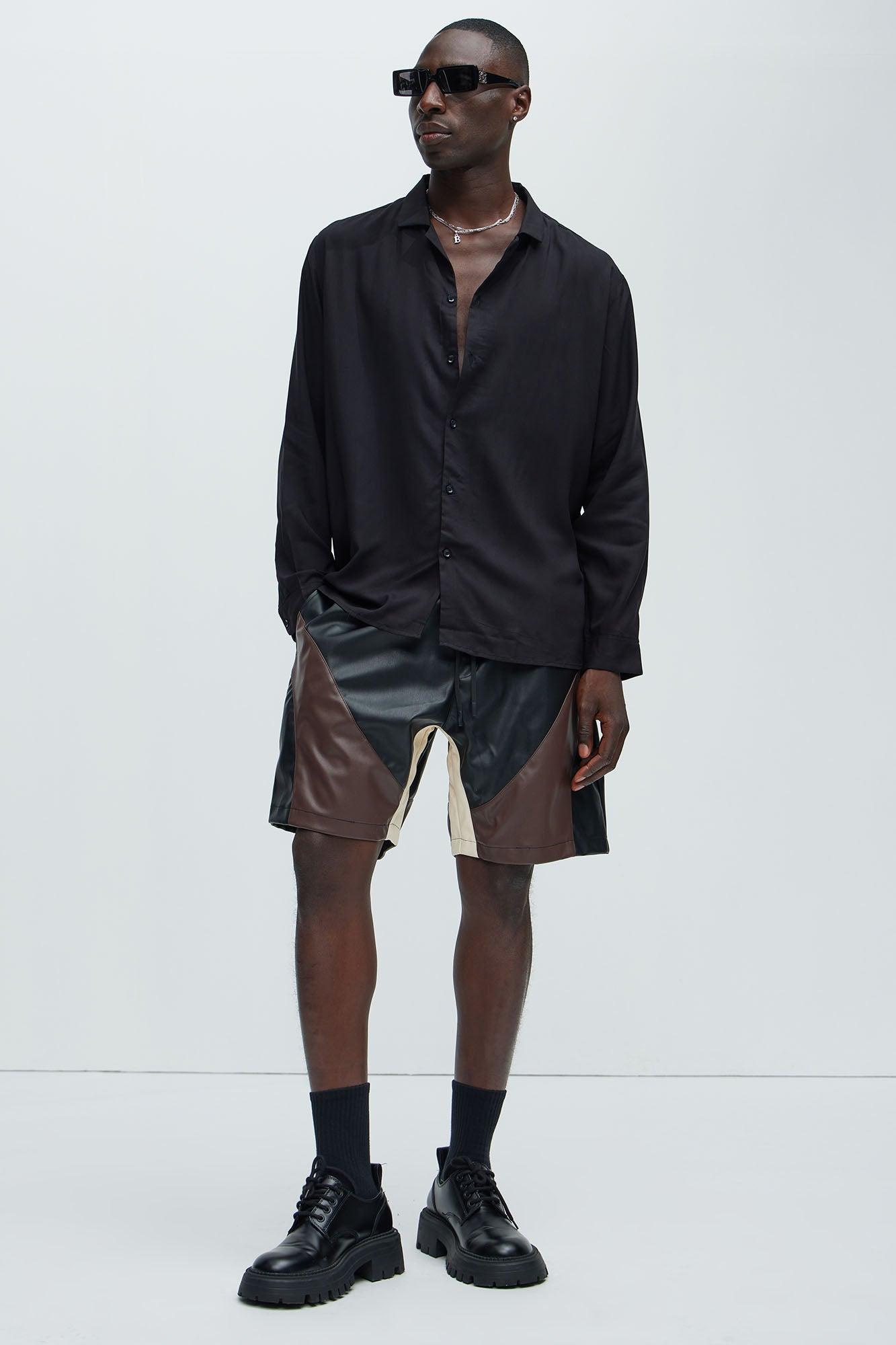 Dawson Relaxed Long Sleeve Button Up Shirt - Black Product Image