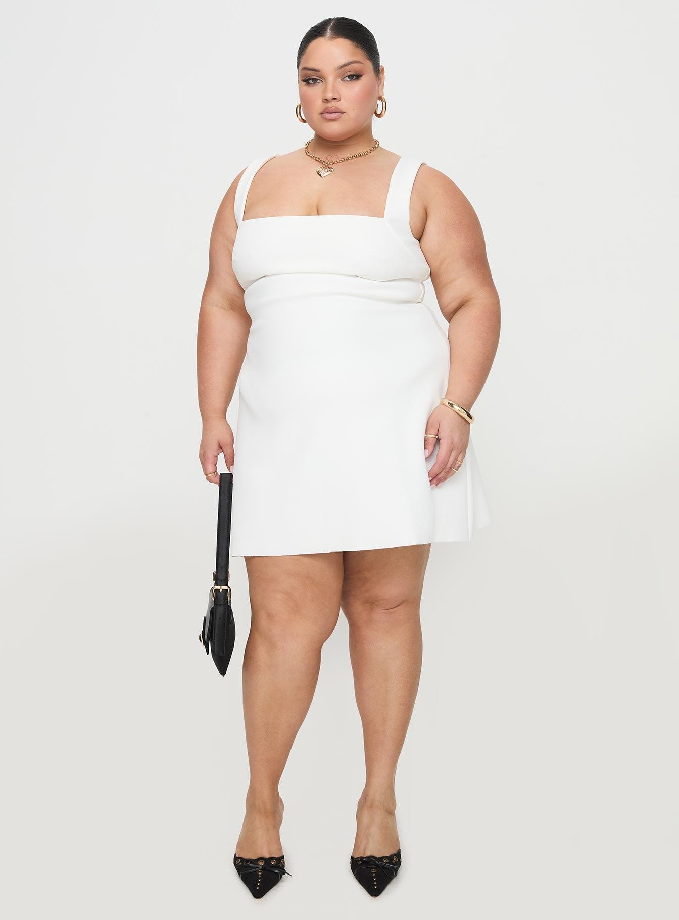 Bombshell Mini Dress White Curve Product Image