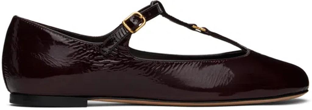 CHLOÉ Marcie Embellished Crinkled Patent-leather Ballet Flats In Pink & Purple Product Image