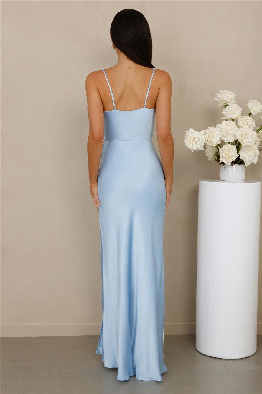 The Evelina Satin Maxi Dress Blue Product Image