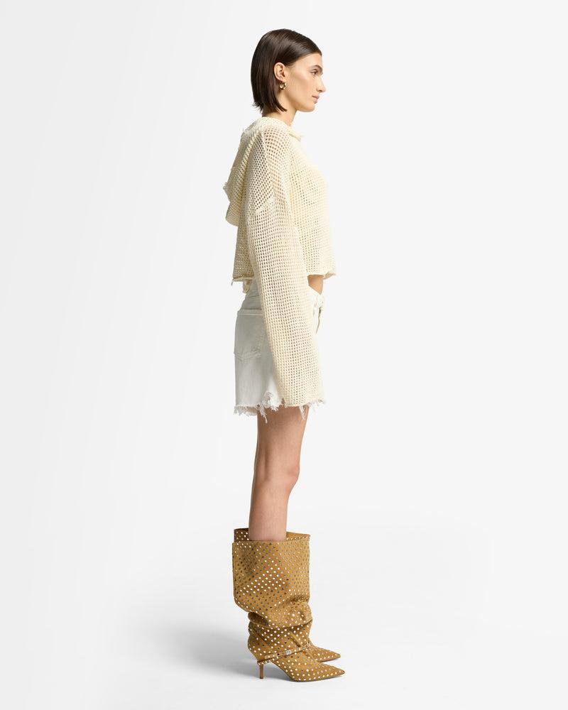 Cropped Open Knit Hoodie Product Image