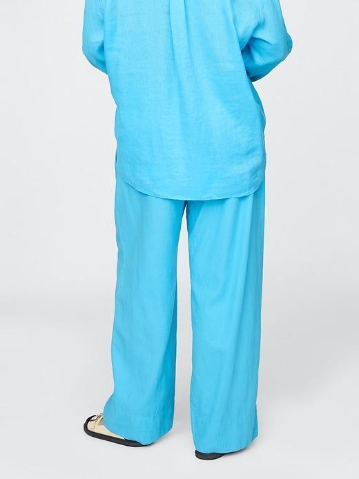 Linen-Blend Easy Wide-Hem Pants Product Image