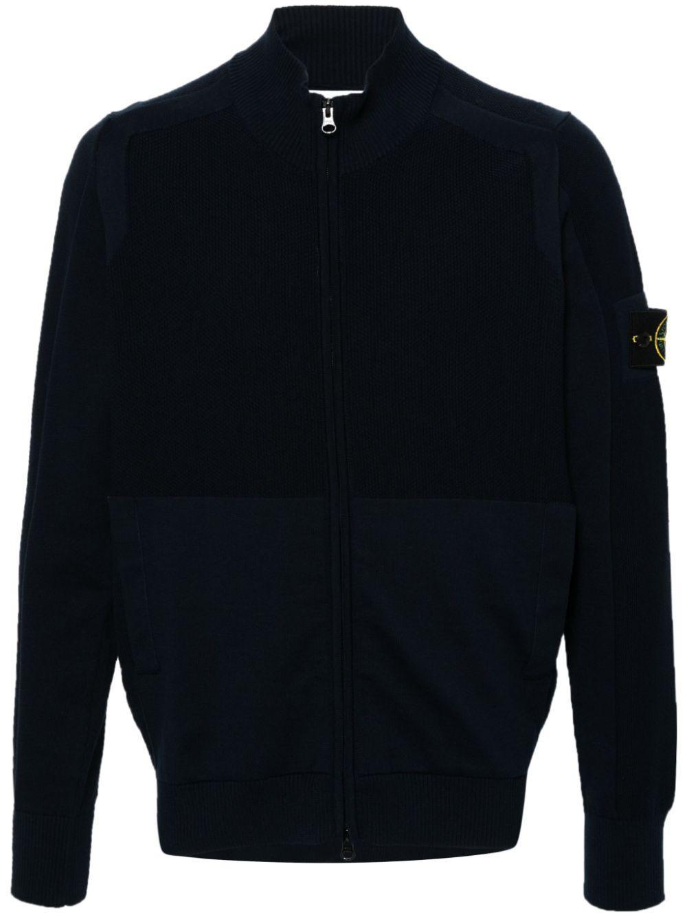 STONE ISLAND Compasse-badge Knitted Cardigan In Black Product Image