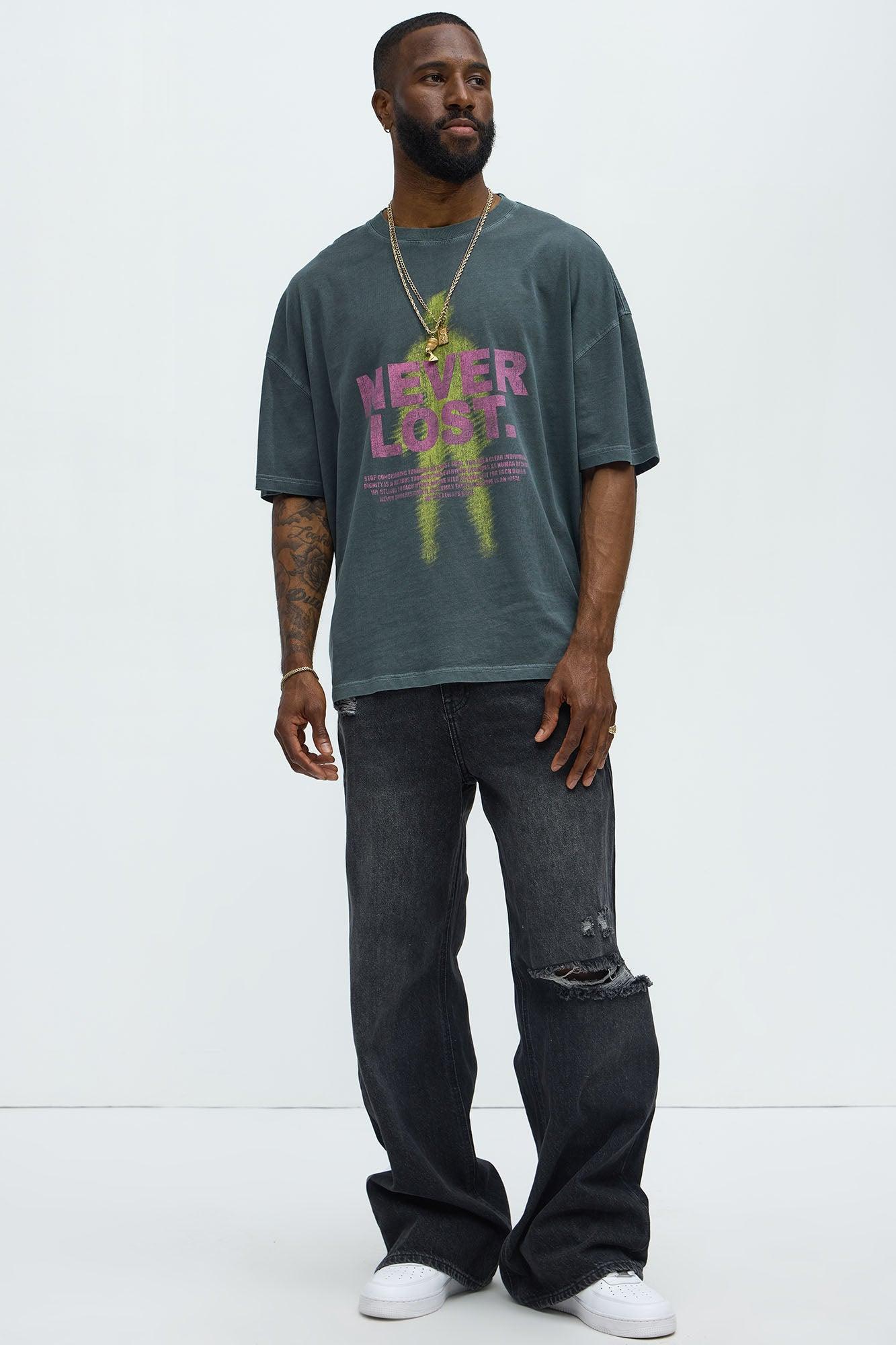 Never Lost Oversized Short Sleeve Tee - Grey Product Image