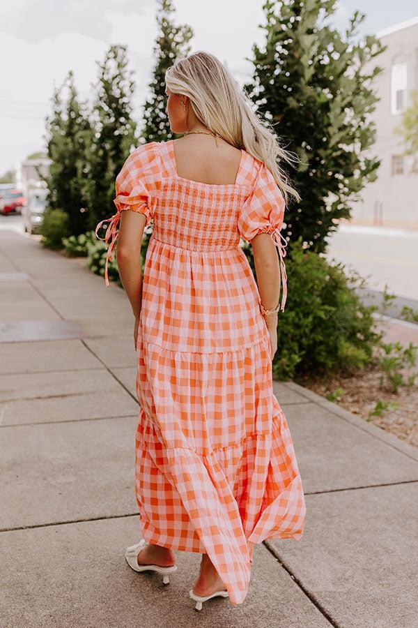 Sunkist Stroll Gingham Midi Dress Product Image