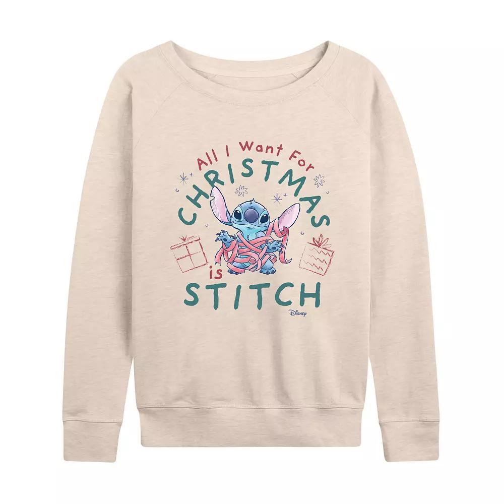 Disney's Lilo & Stitch Women's A Stitch For Christmas French Terry Long Sleeve Tee,  Product Image
