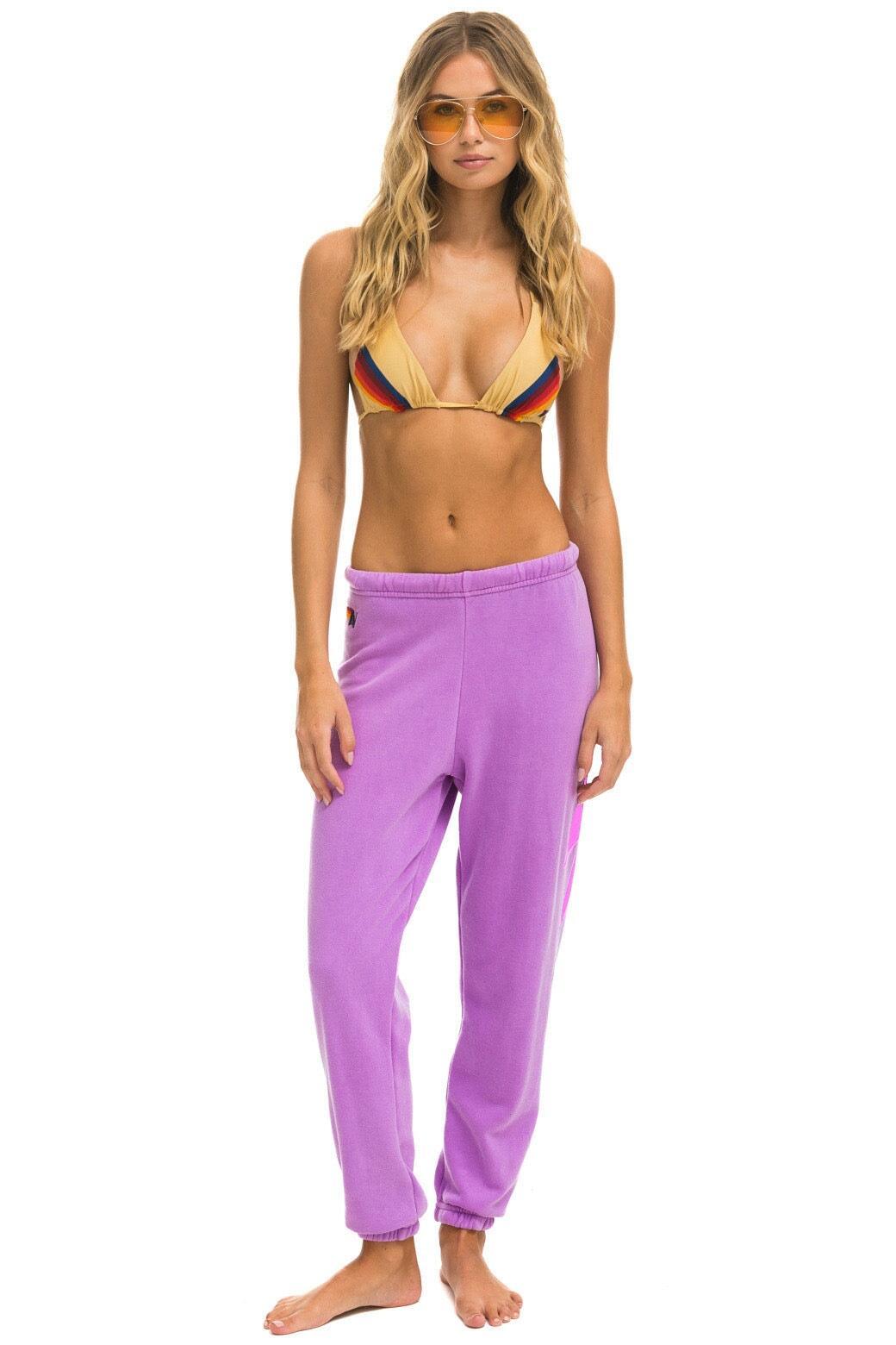 BOLT SWEATPANTS - NEON PURPLE // NEON PINK Female Product Image