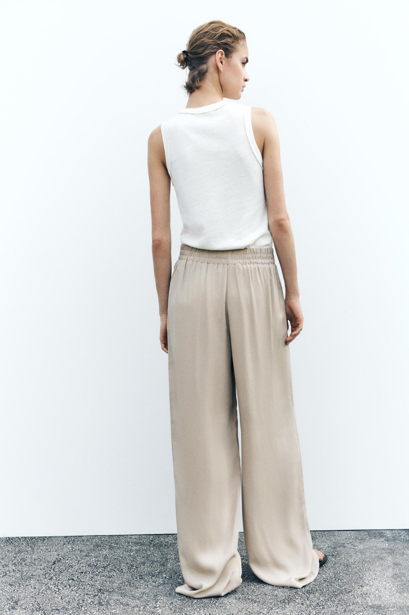 ELASTIC WAIST WIDE LEG PANTS Product Image