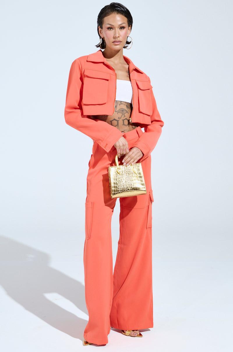 TAKE IT EASY CARGO PANT IN ORANGE Product Image