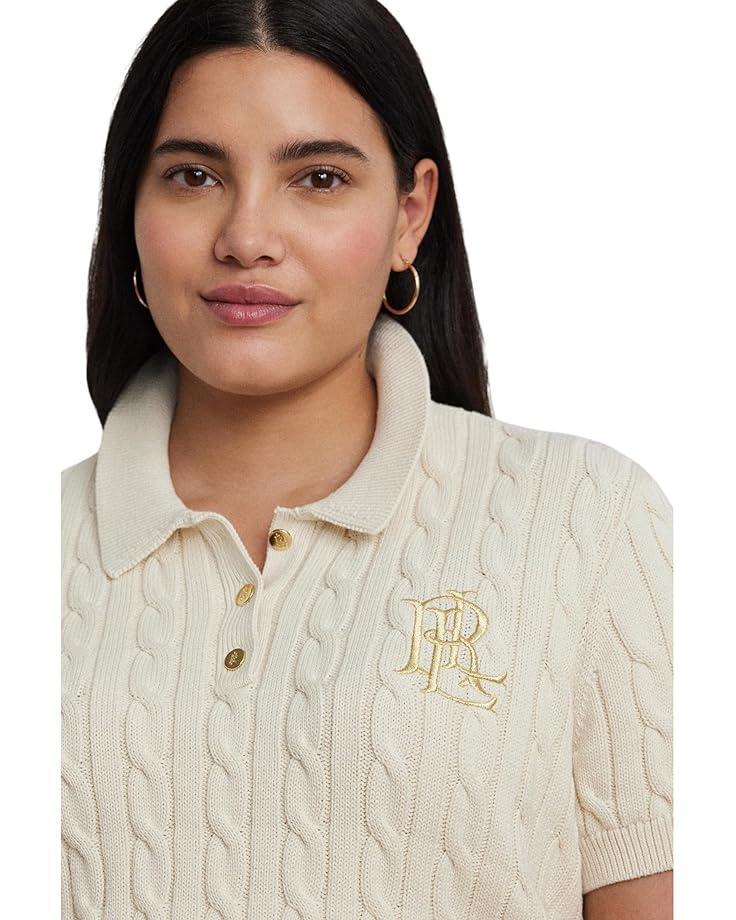 Cable-Knit Cotton Polo Sweater Product Image