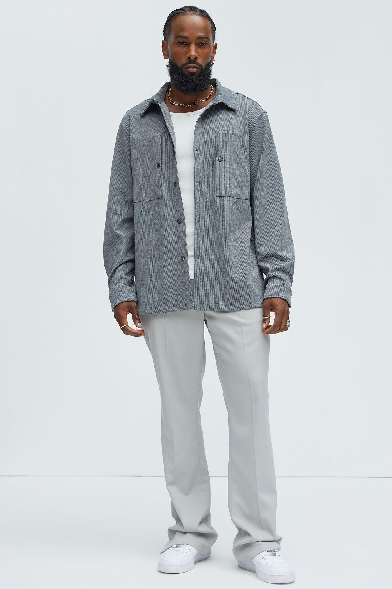 What U Need Stripe Button Up Shirt - Black/combo Product Image