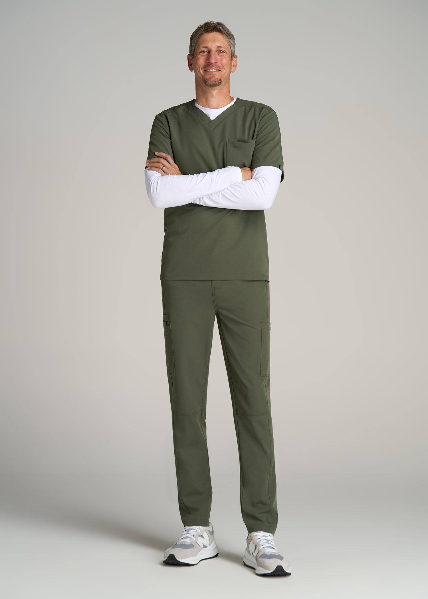 Cargo Scrub Pants for Tall Men in Clover Green Male Product Image