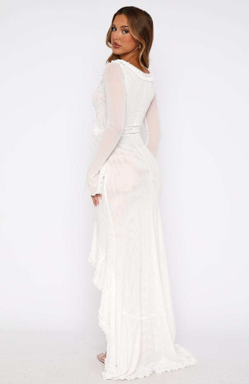 It Takes Time Long Sleeve Mesh Maxi Dress White Product Image