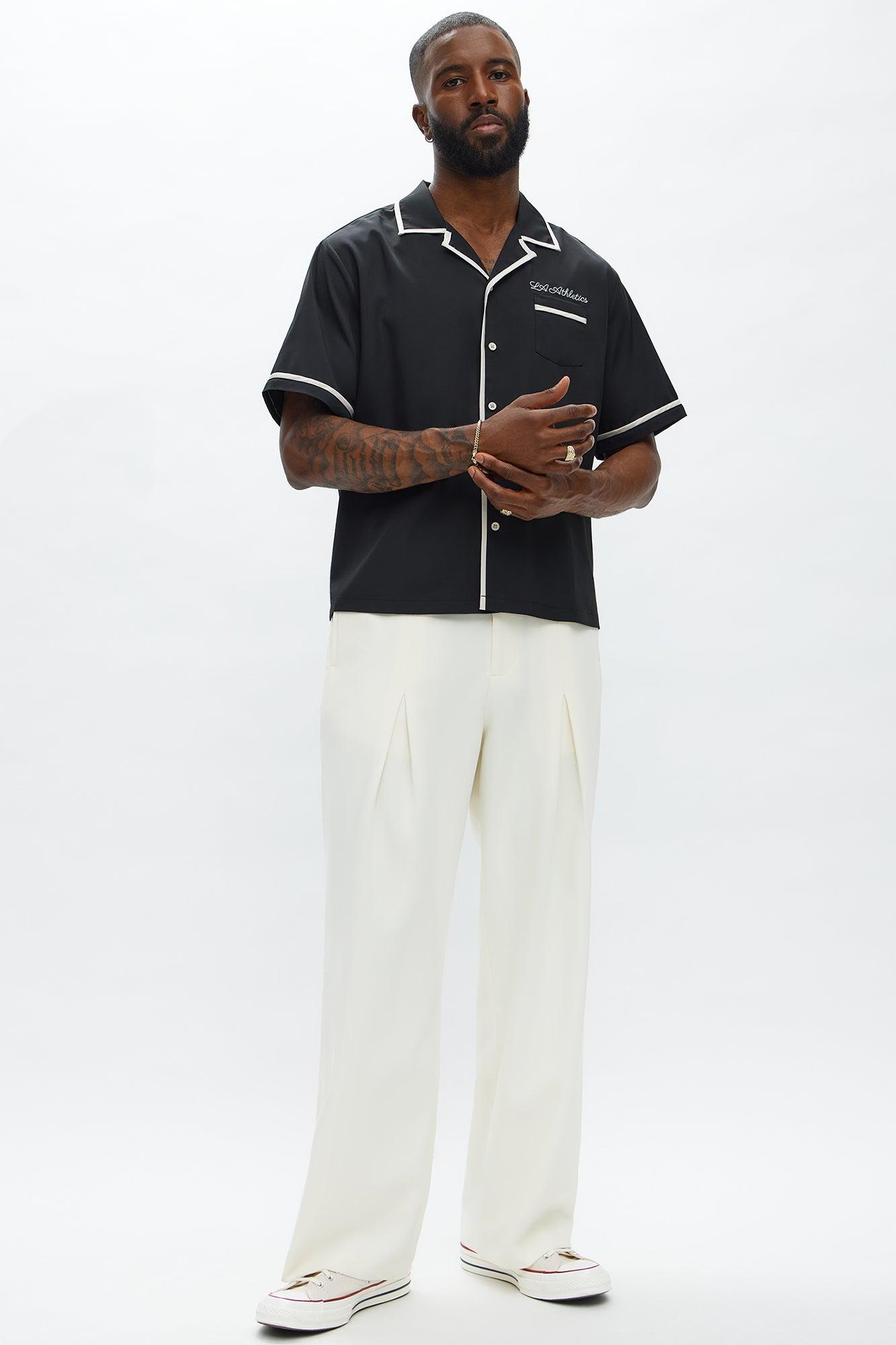 Regular Fit LA Athletics Button Up Shirt - Black Product Image