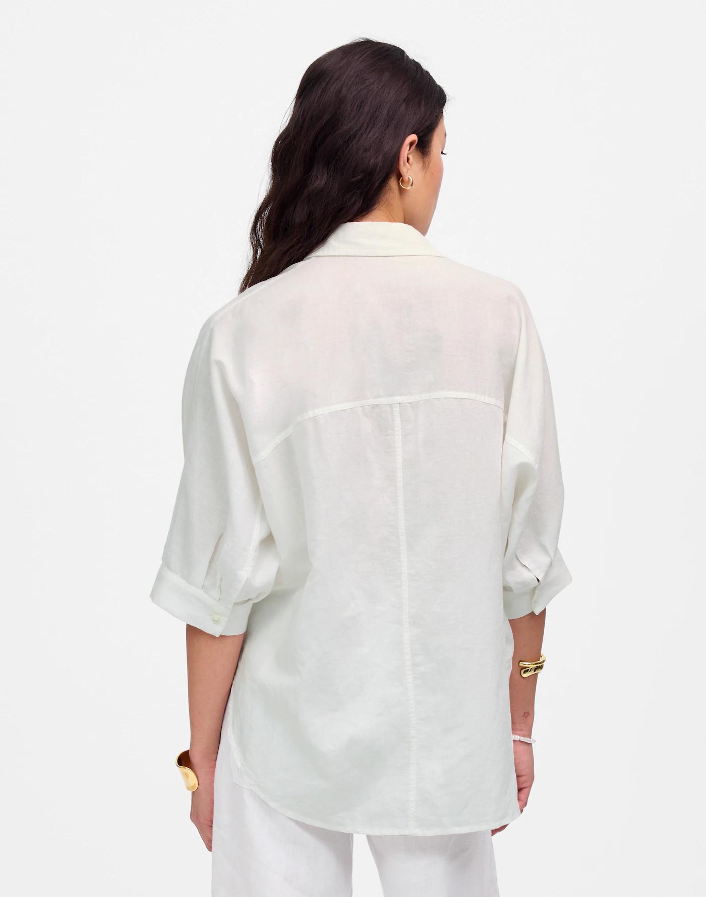 Oversized Pleated-Sleeve Button-Up Shirt Product Image
