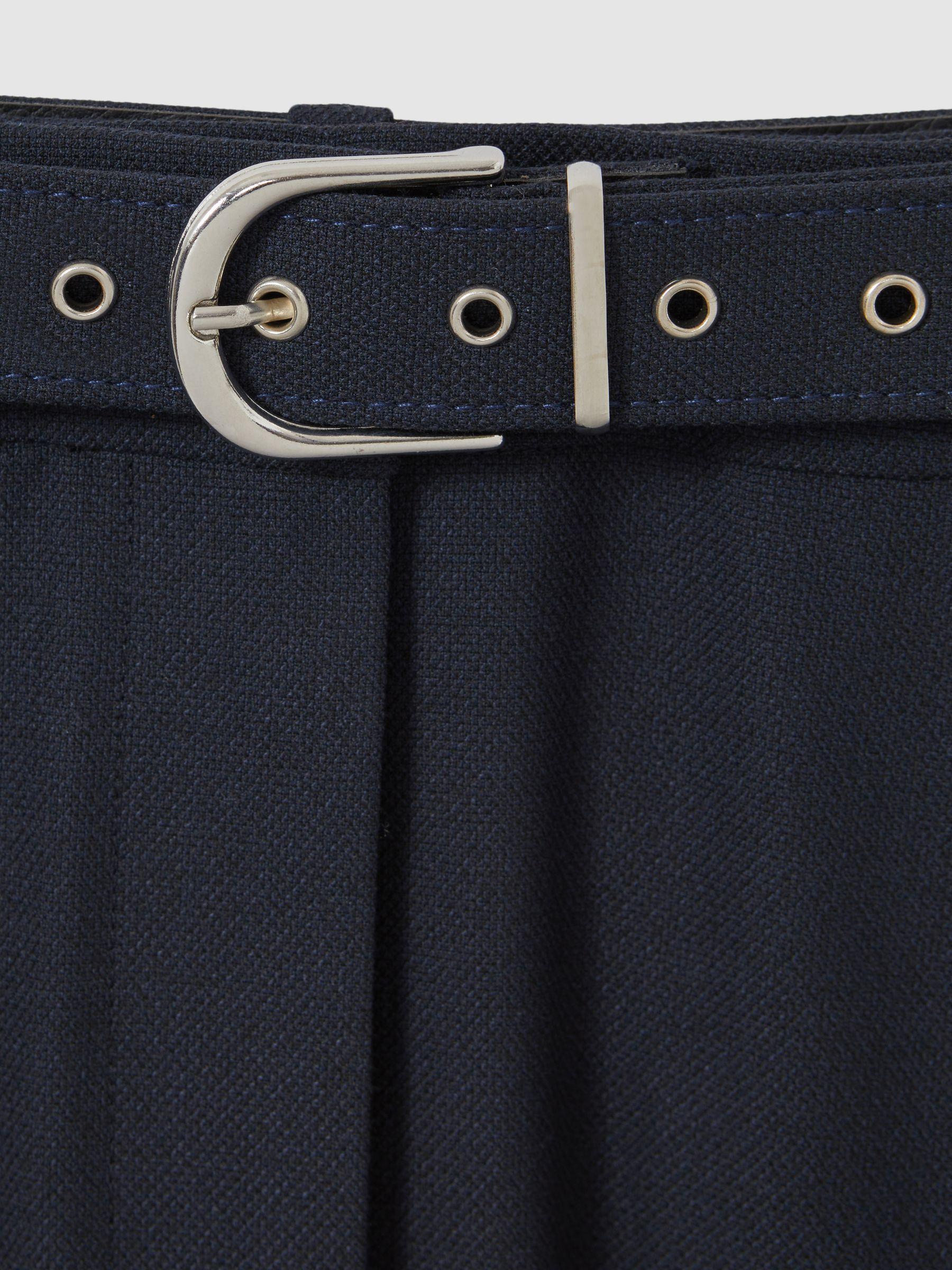 Tapered Belted Trousers in Navy Product Image