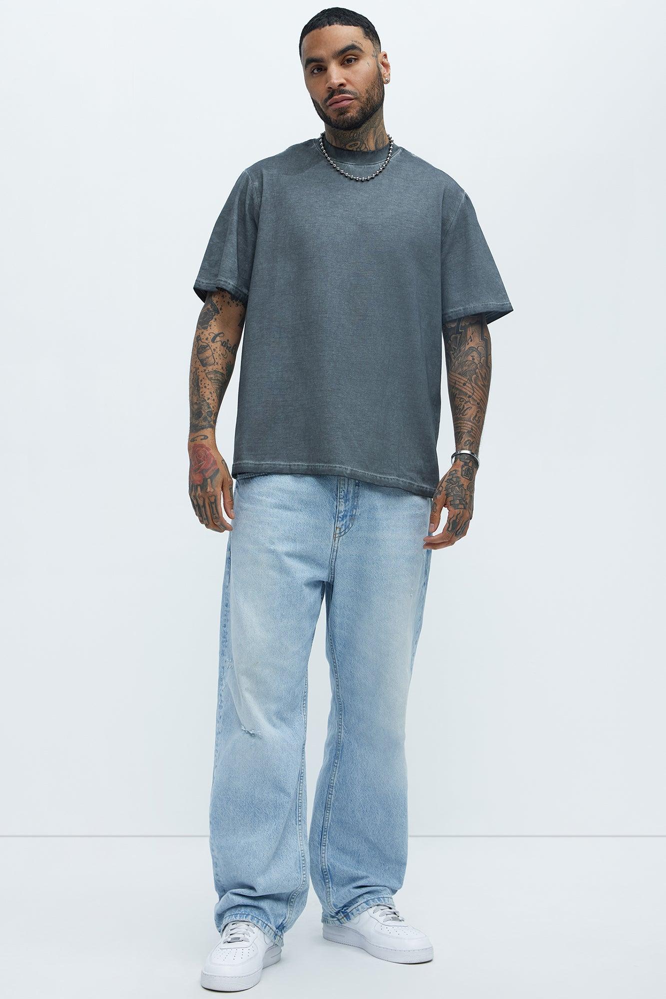 Tinted Wash Oversized Heavyweight Short Sleeve Tee - Grey Product Image