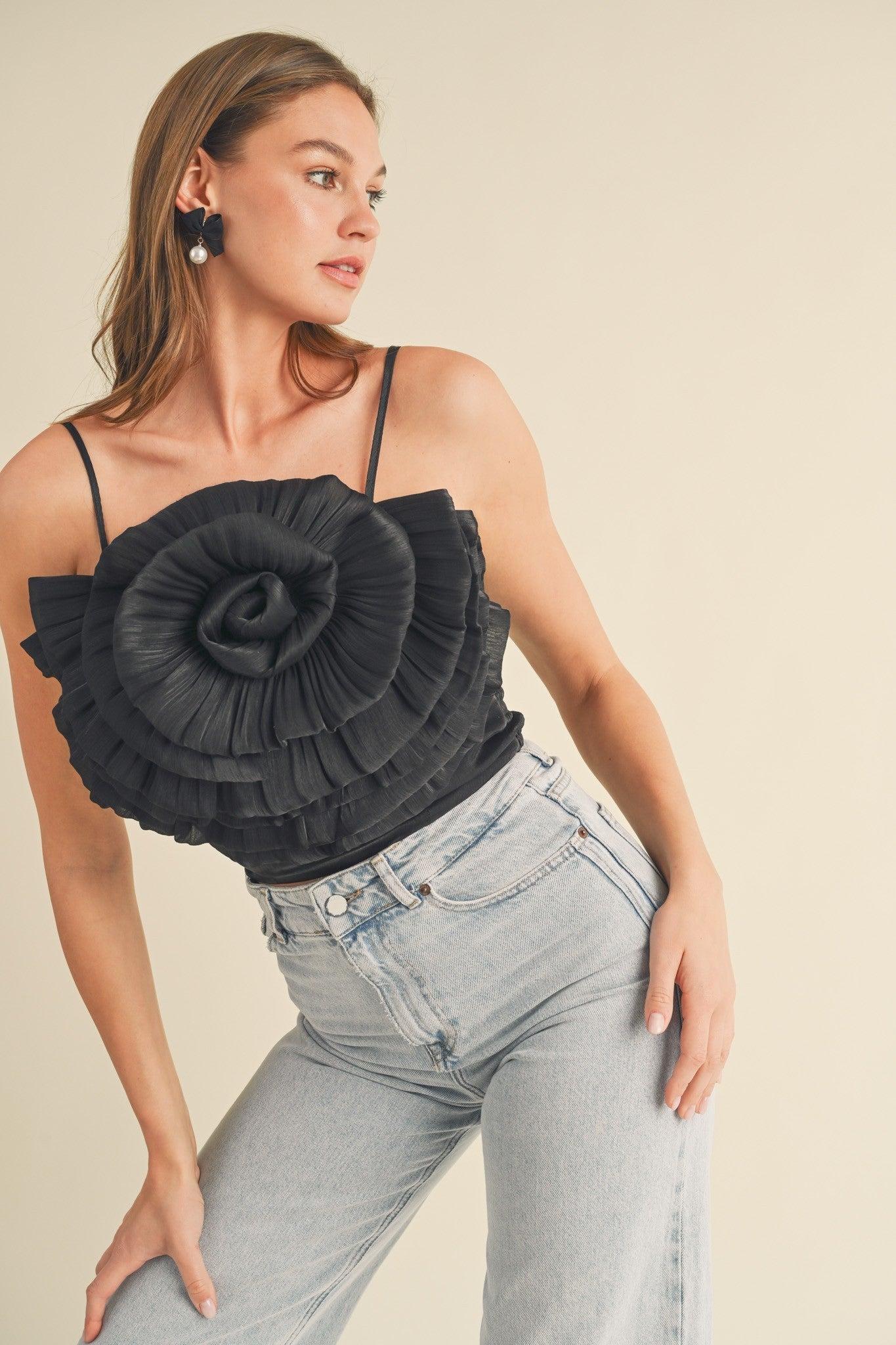Rosette Satin Crop Top Product Image
