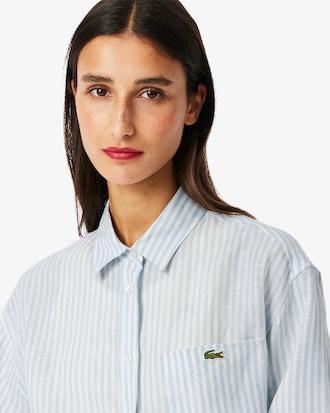 Oversized Striped Linen Shirt Product Image