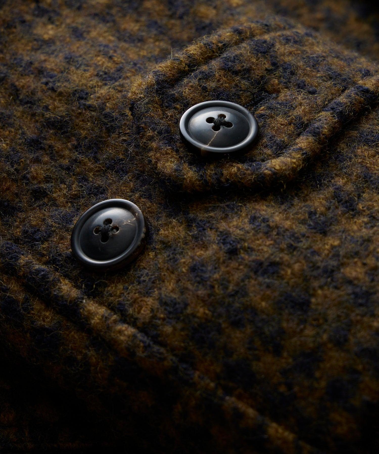 Italian Wool Houndstooth Car Coat in Brown Product Image