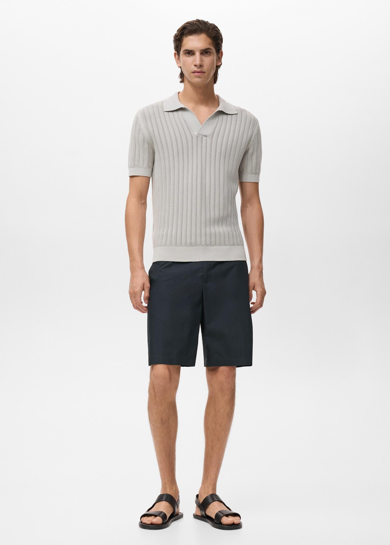 Cotton bermuda shorts with an interior elastic strip - Men | MANGO USA Product Image