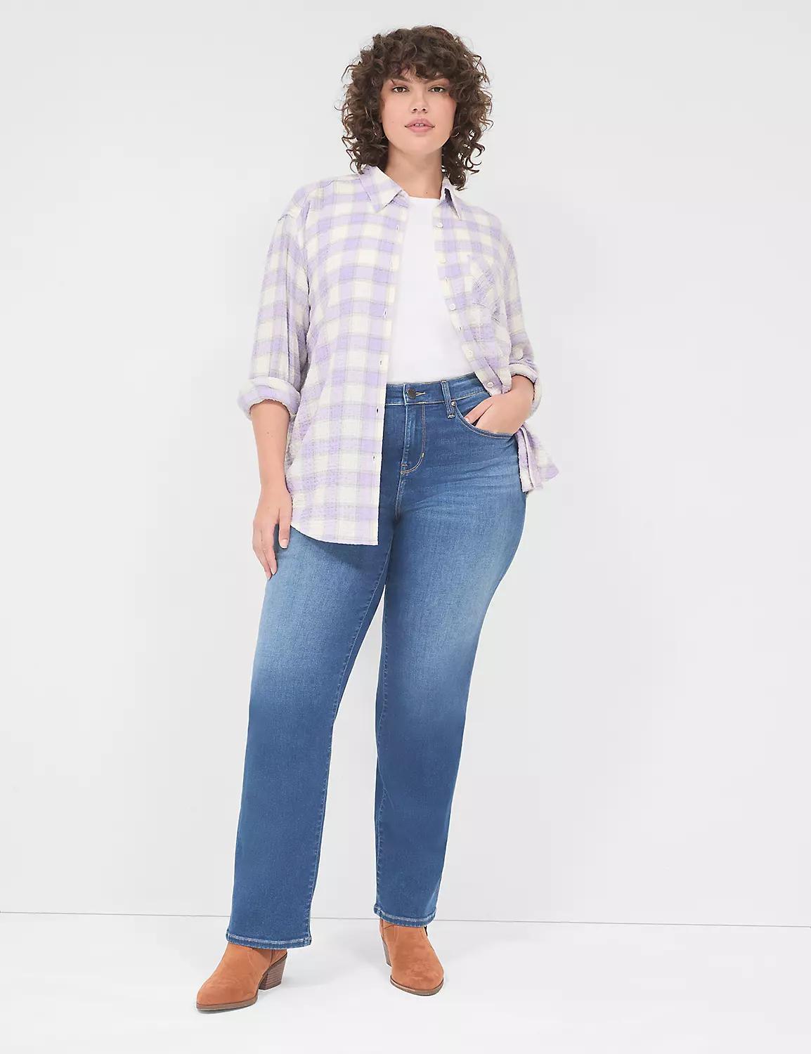 Button-Down Crinkle Plaid Shirt Product Image