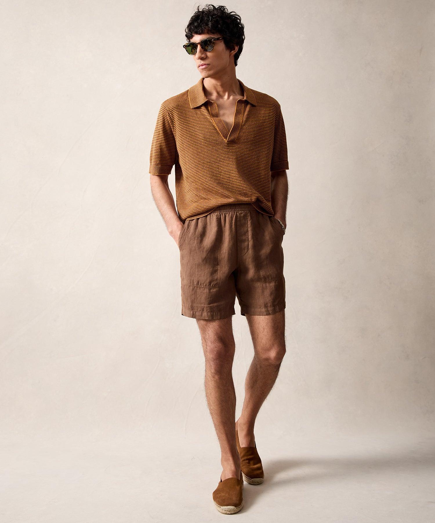 7" Italian Linen Beach Short in Hopsack Product Image