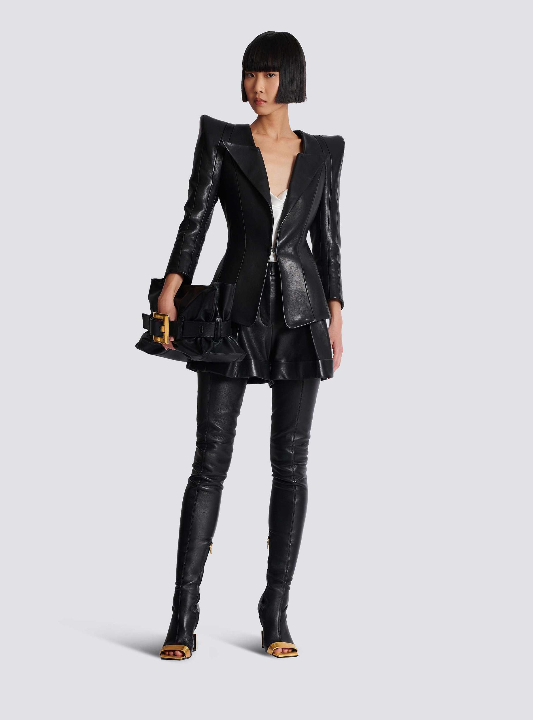 Pleated lambskin shorts Product Image