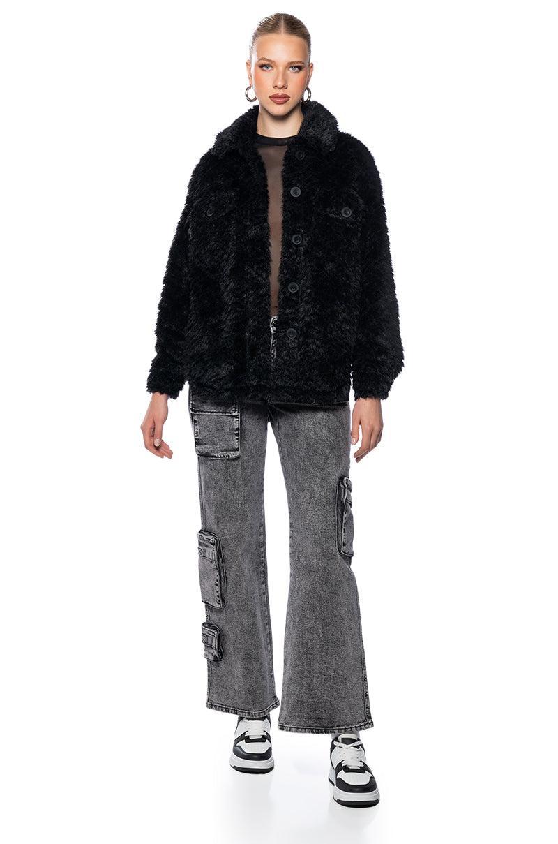 LONE WOLF FAUX FUR SHACKET Product Image