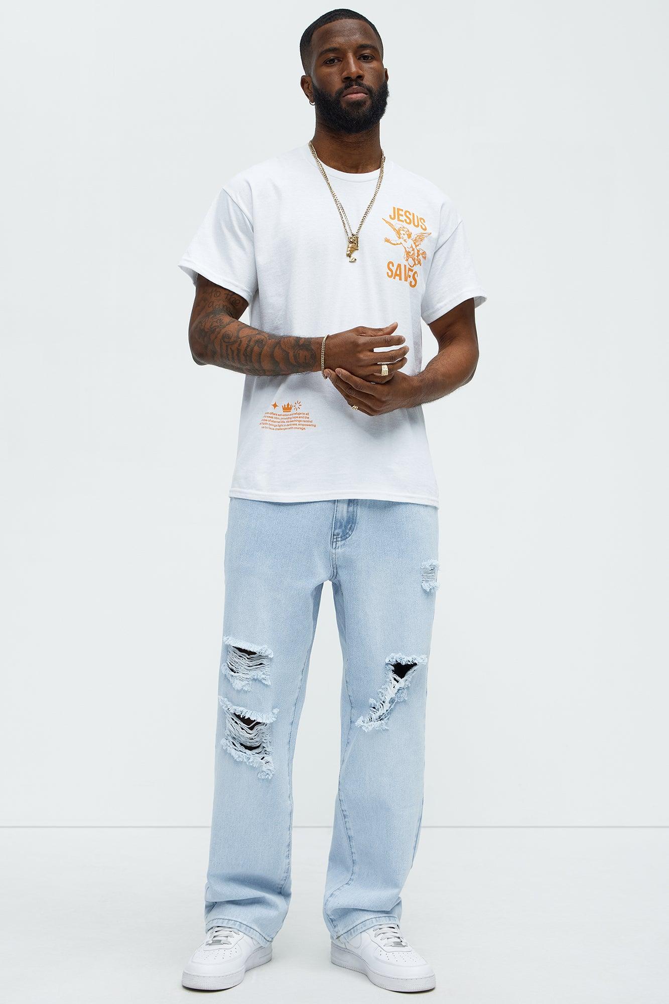 Jesus Saves Short Sleeve Tee - White Product Image