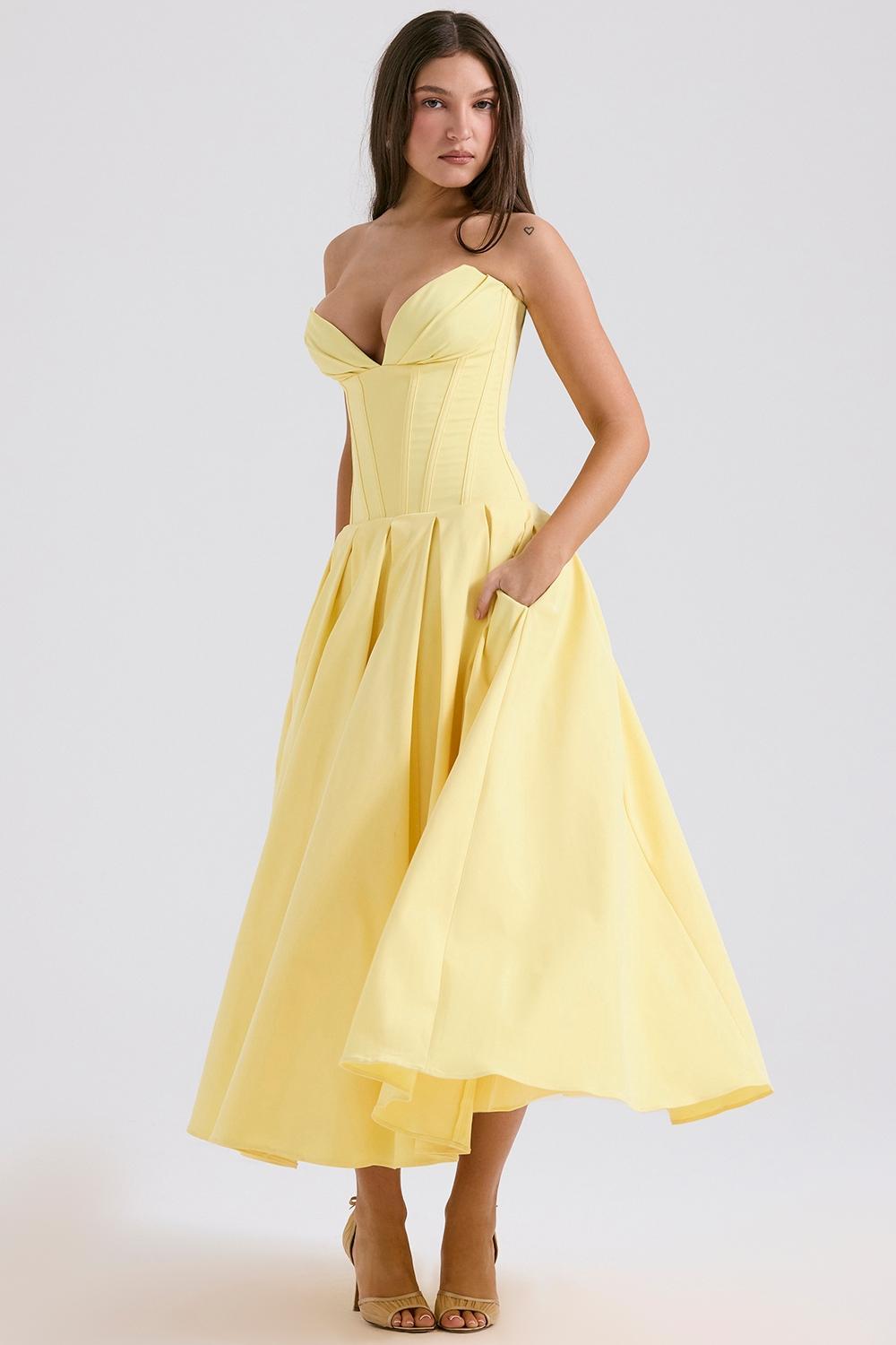 Lady Sunshine Strapless Tulle Midi Dress Product Image