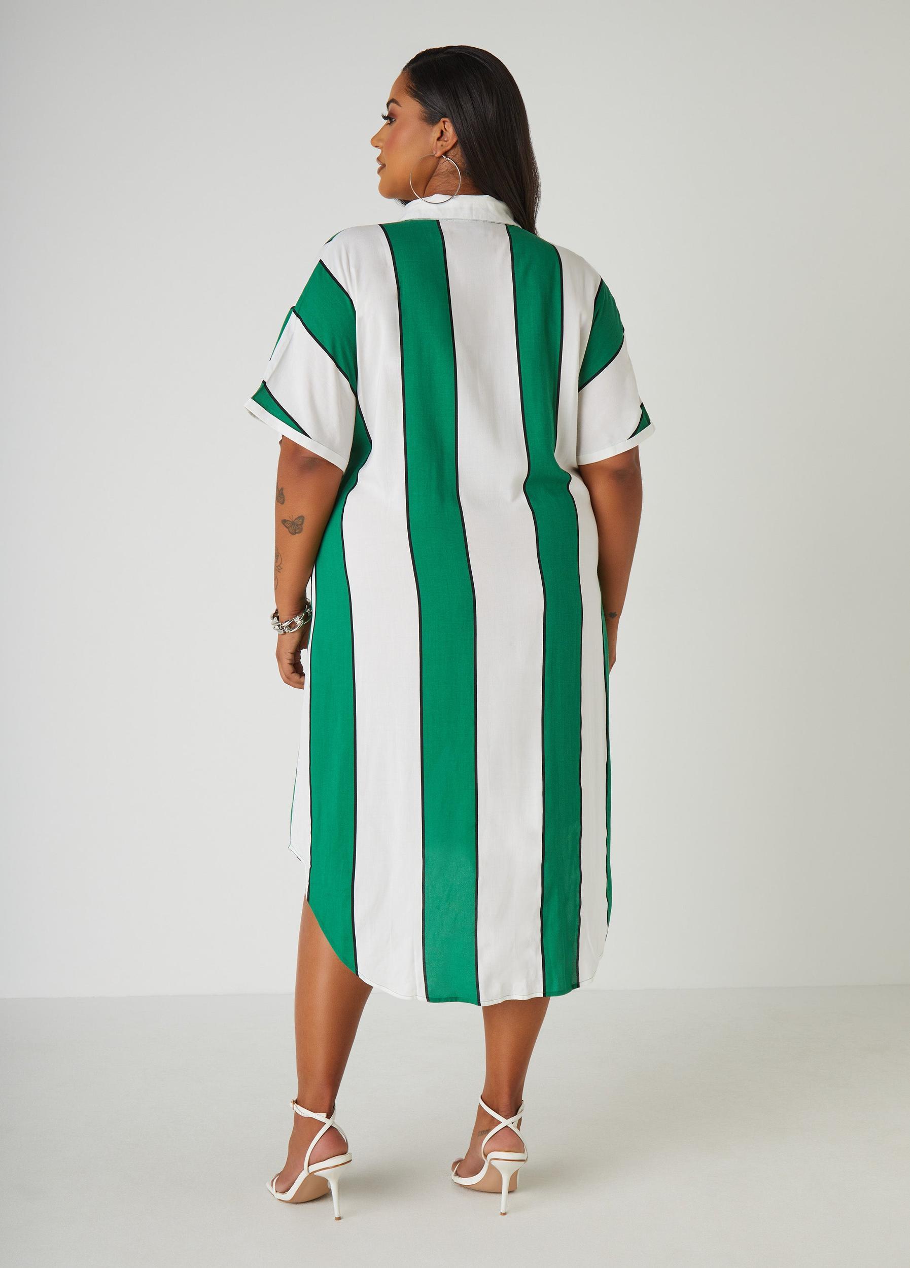 Striped Hi Low Shirtdress Product Image