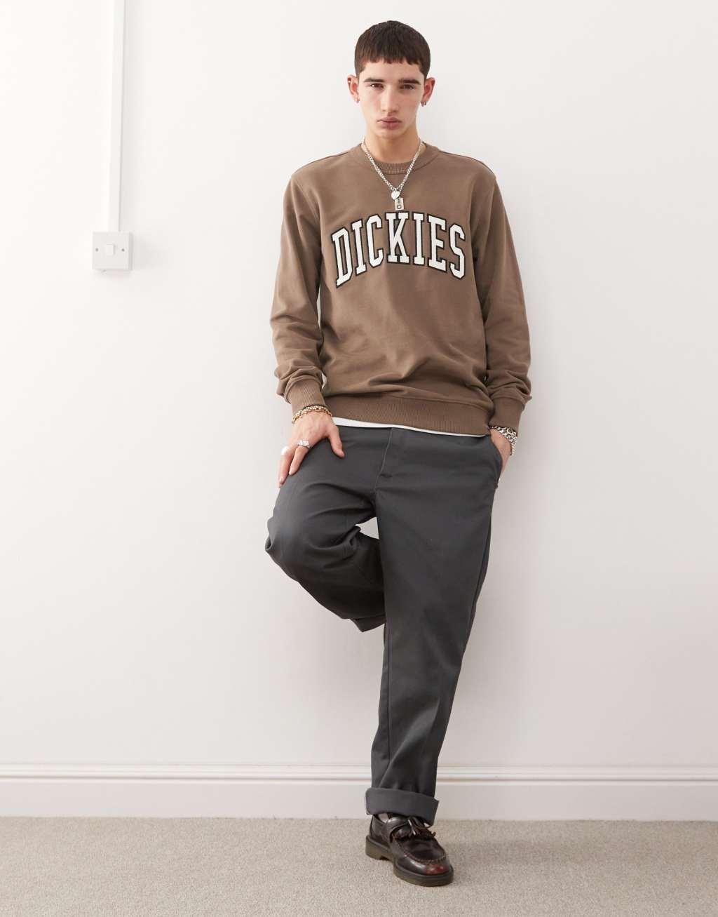 Dickies Aitkin varsity sweatshirt in brown Product Image