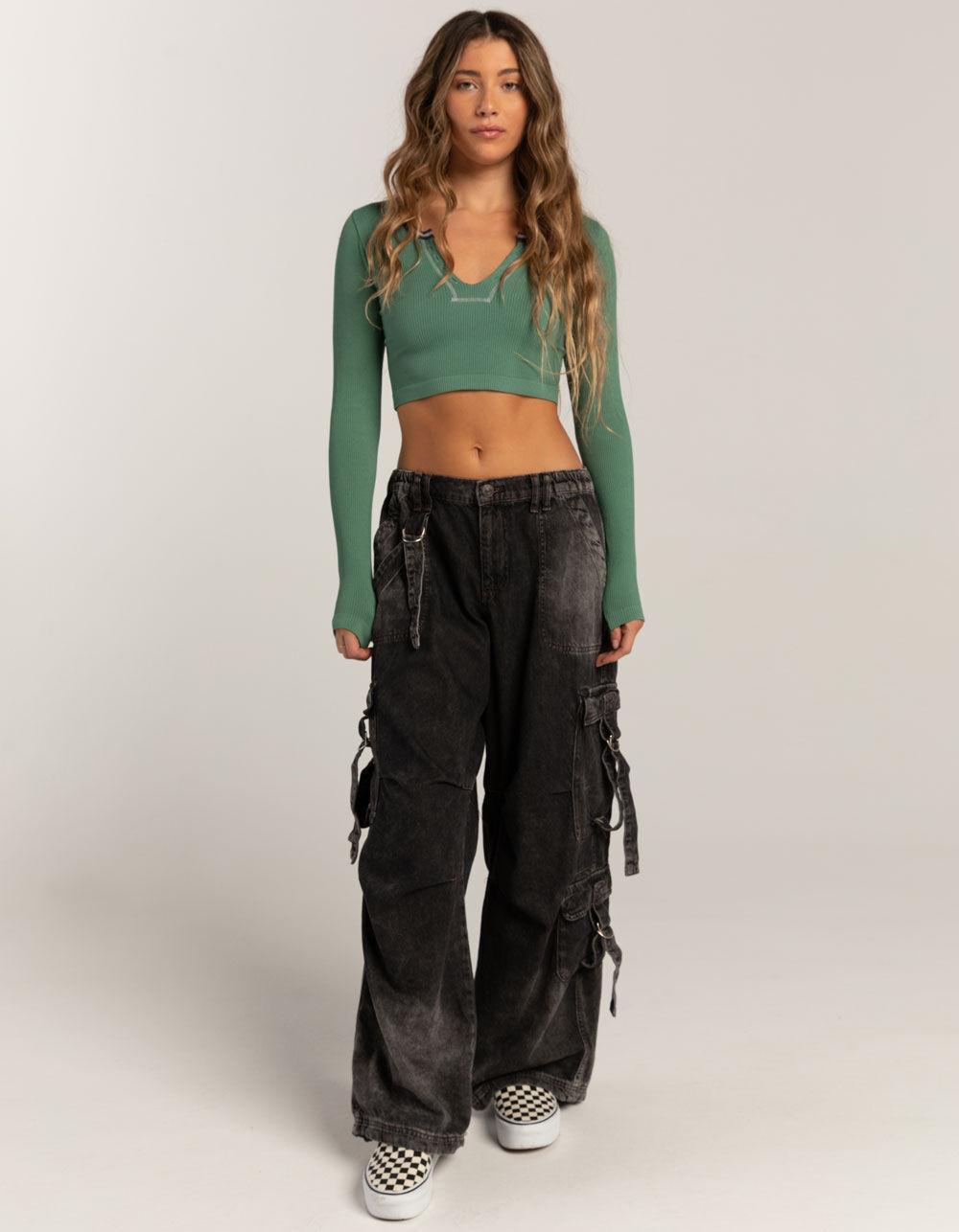 BDG Urban Outfitters Seamless Going For Gold Womens Knit Top - GREEN Product Image