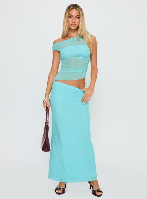 Aristocrat One Shoulder Mesh Set Blue Product Image