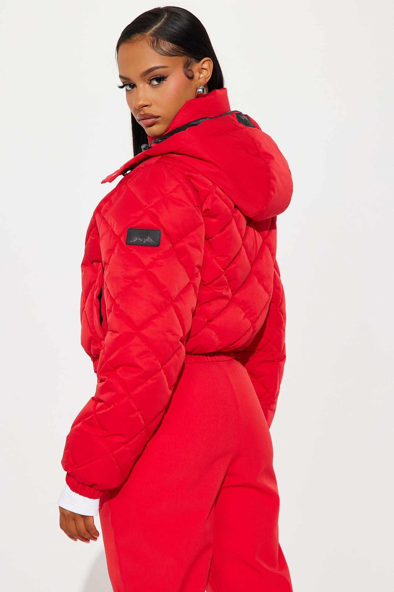 Snow Days Quilted Puffer Jacket - Red Product Image