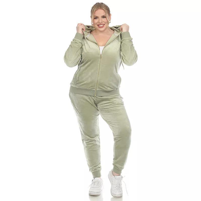 White Mark Plus Size Velour Tracksuit Loungewear 2pc Set Product Image