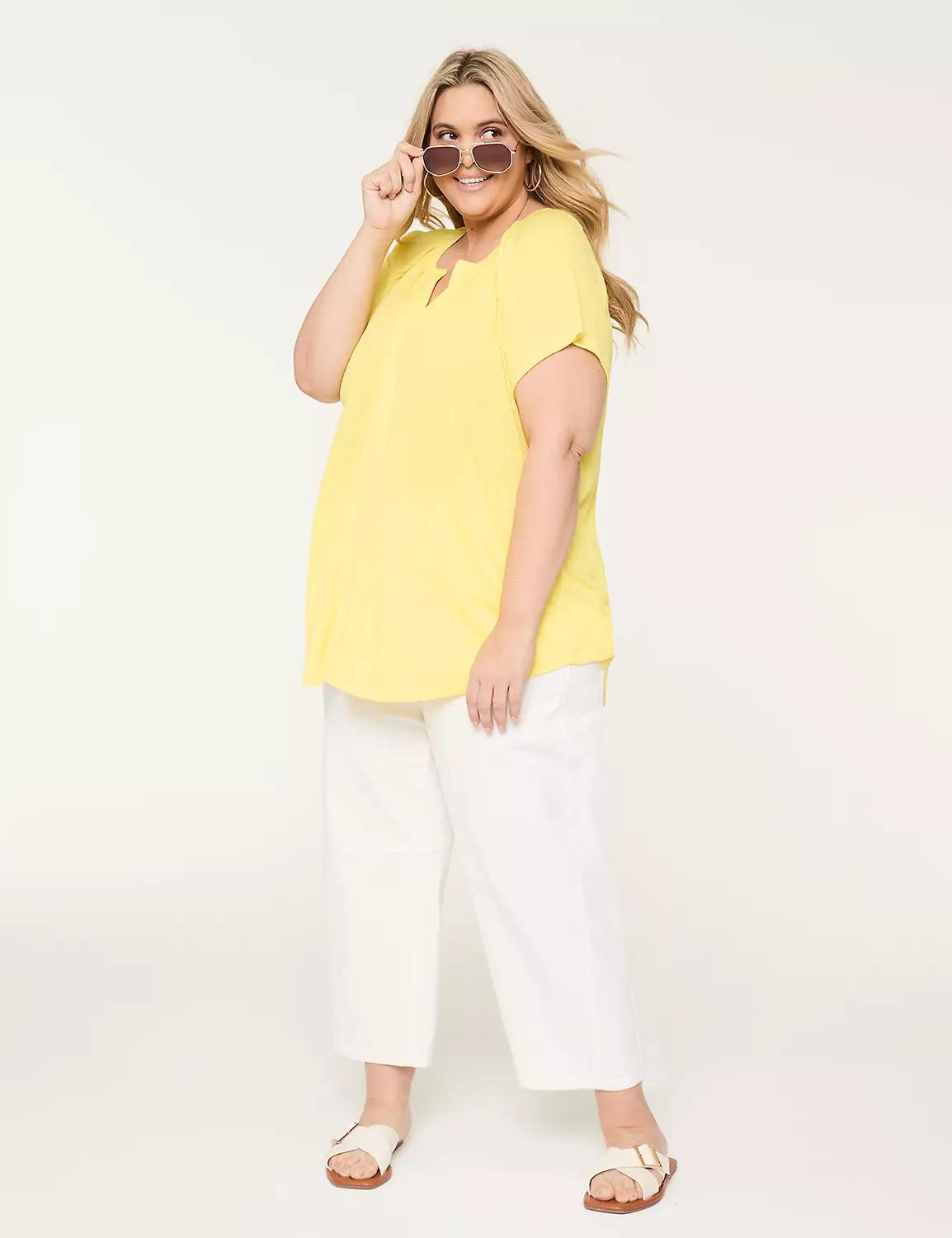 Short-Sleeve Notch-Neck Top Product Image