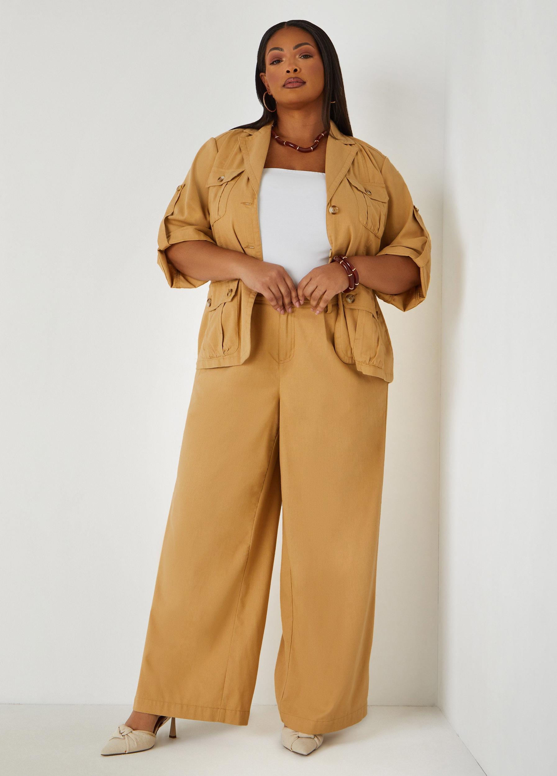 Woven High Waist Wide Leg Pants Product Image