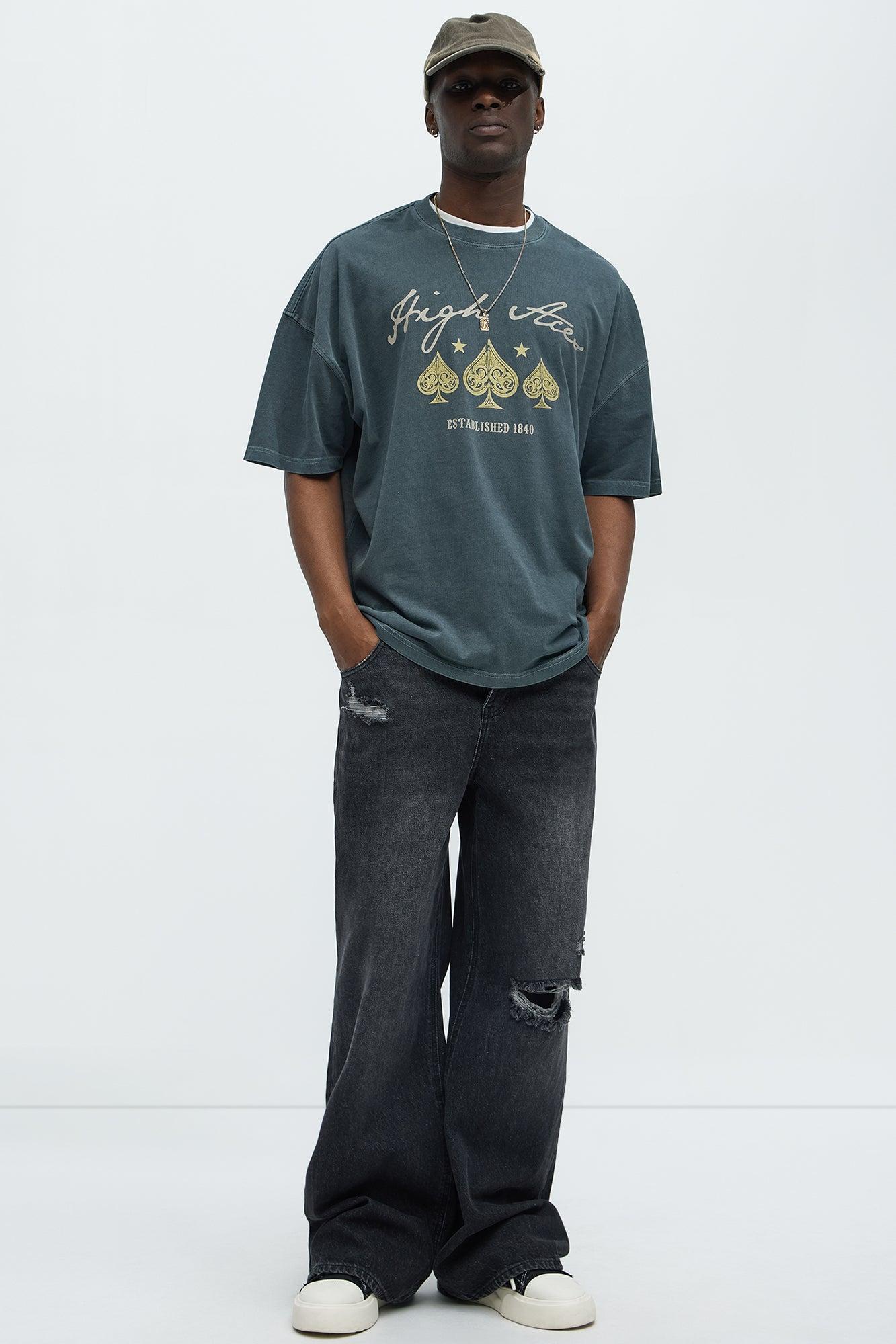 High Aces Oversized Short Sleeve Tee - Grey Product Image