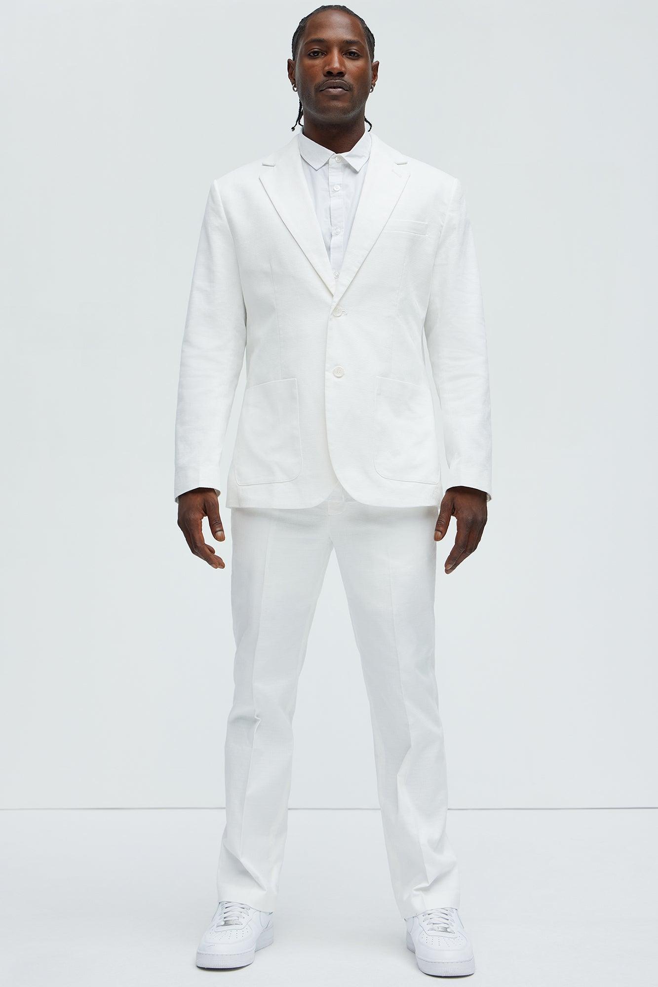 Travis Solid Texture Straight Trousers - Off White Product Image