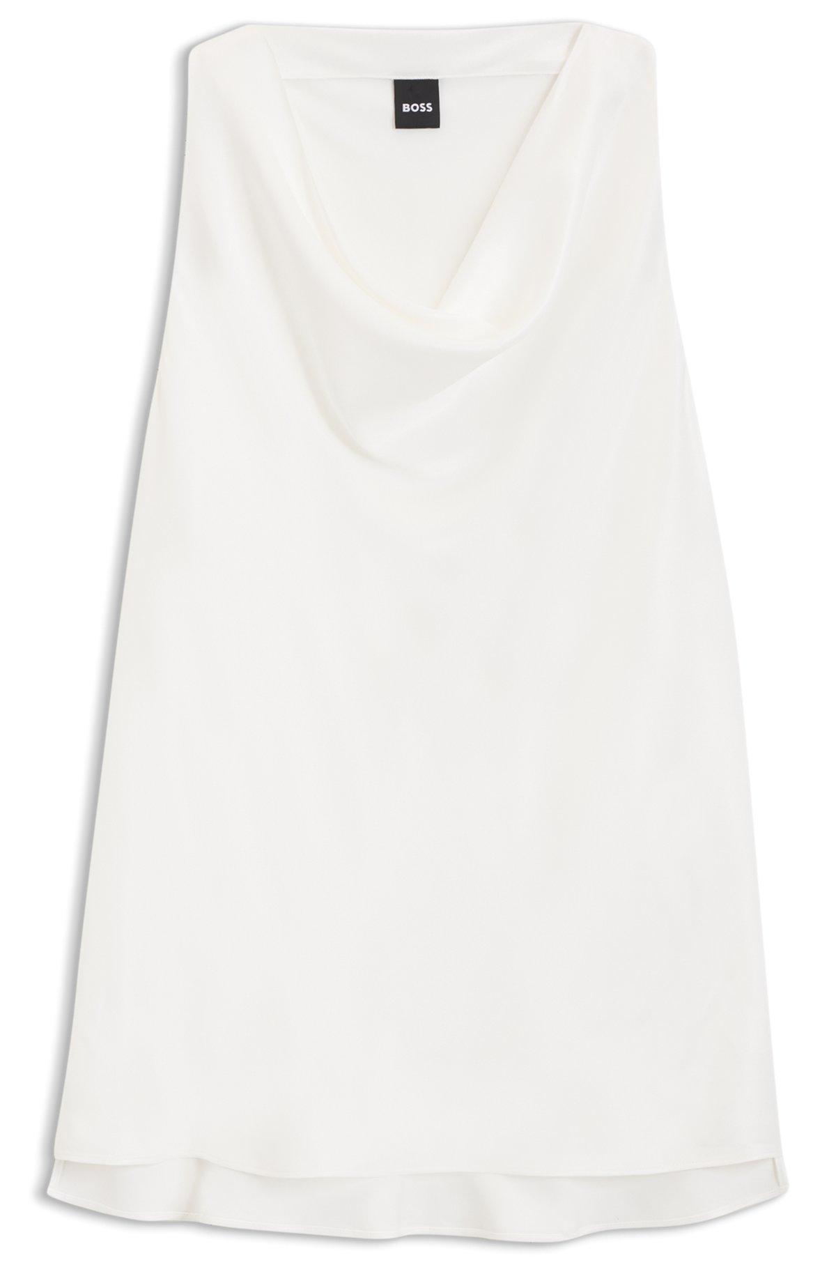 Sleeveless top in satin with draped neckline Product Image