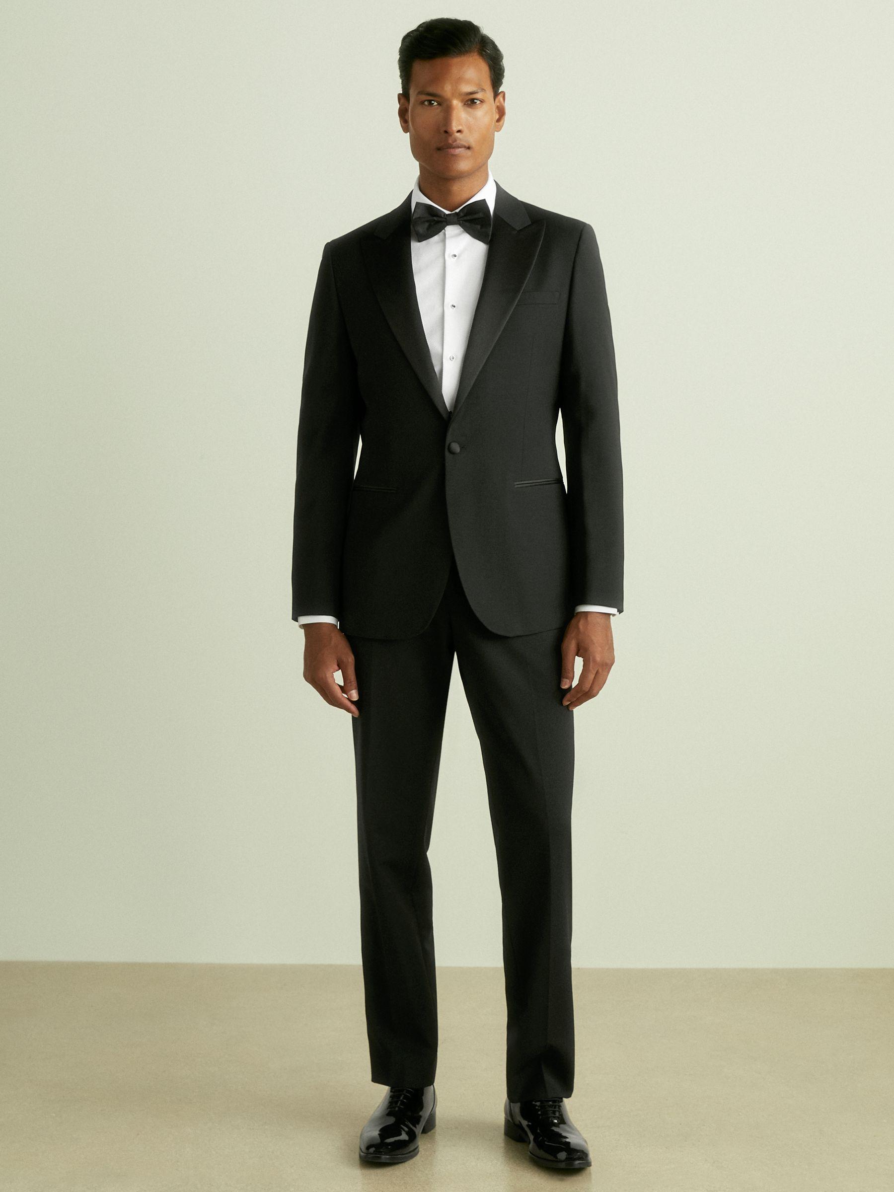 Regular Fit Single Breasted Tuxedo Jacket in Black Product Image