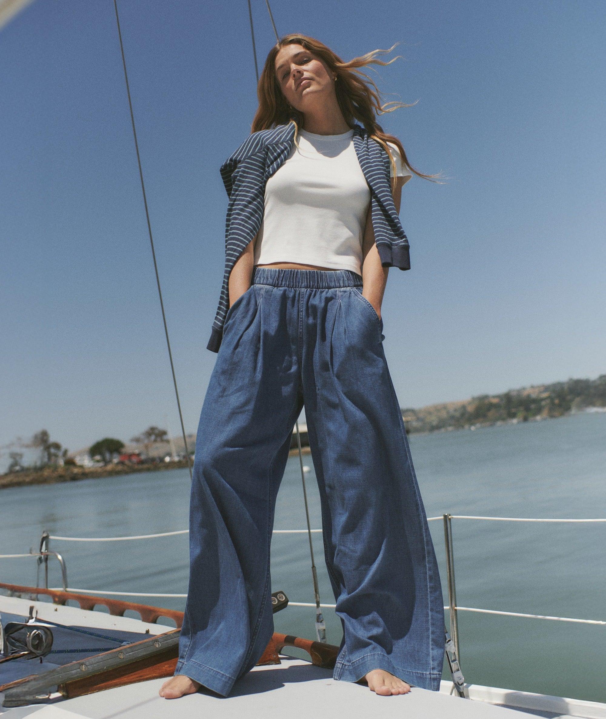 Allison Pleated Wide Leg Denim Trouser Product Image