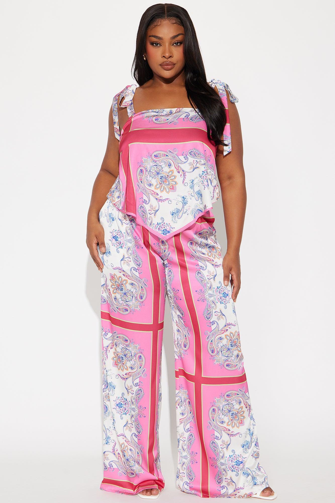 Life Is Sweet Satin Pant Set - Pink/combo Product Image
