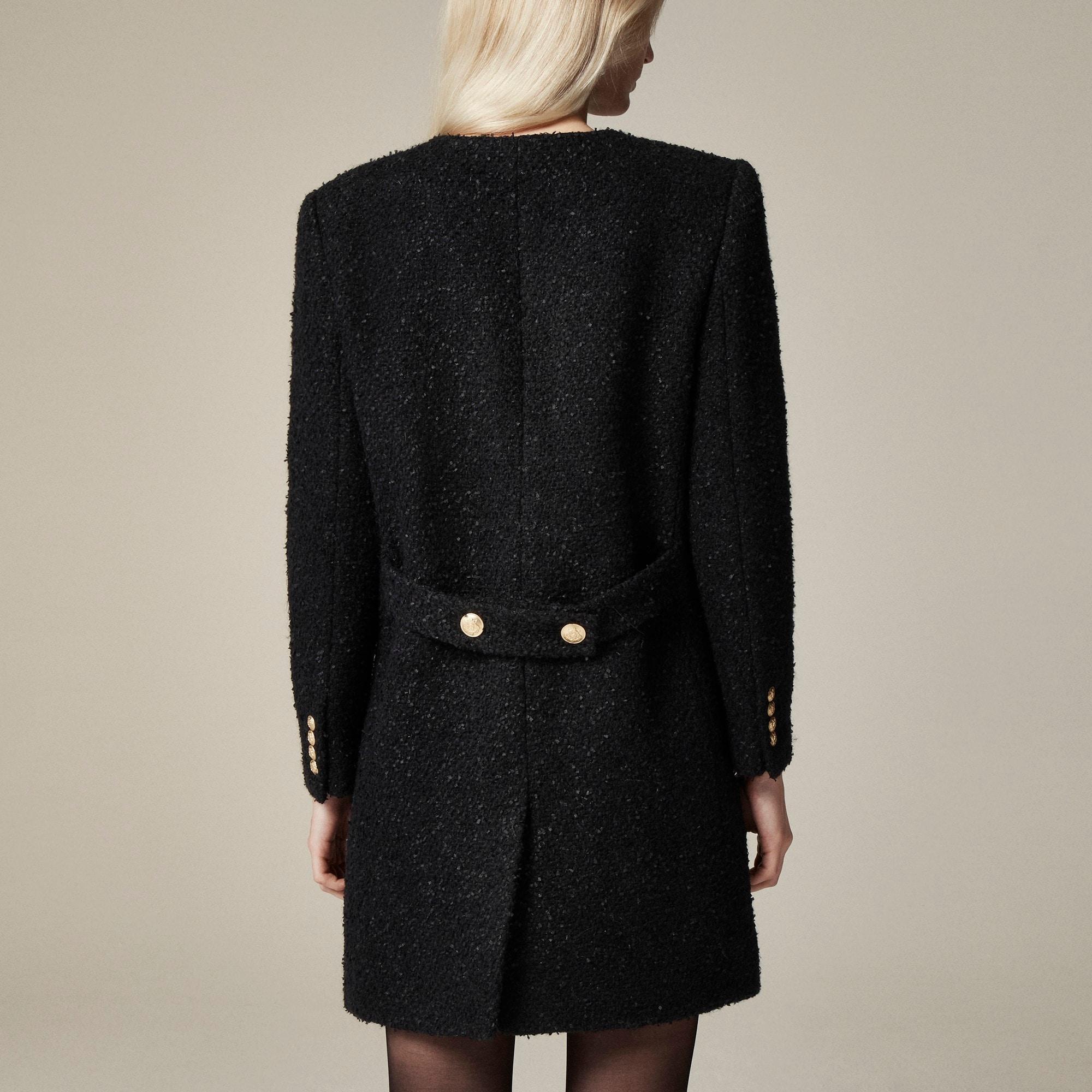 Collarless lady coat in textured tweed Product Image